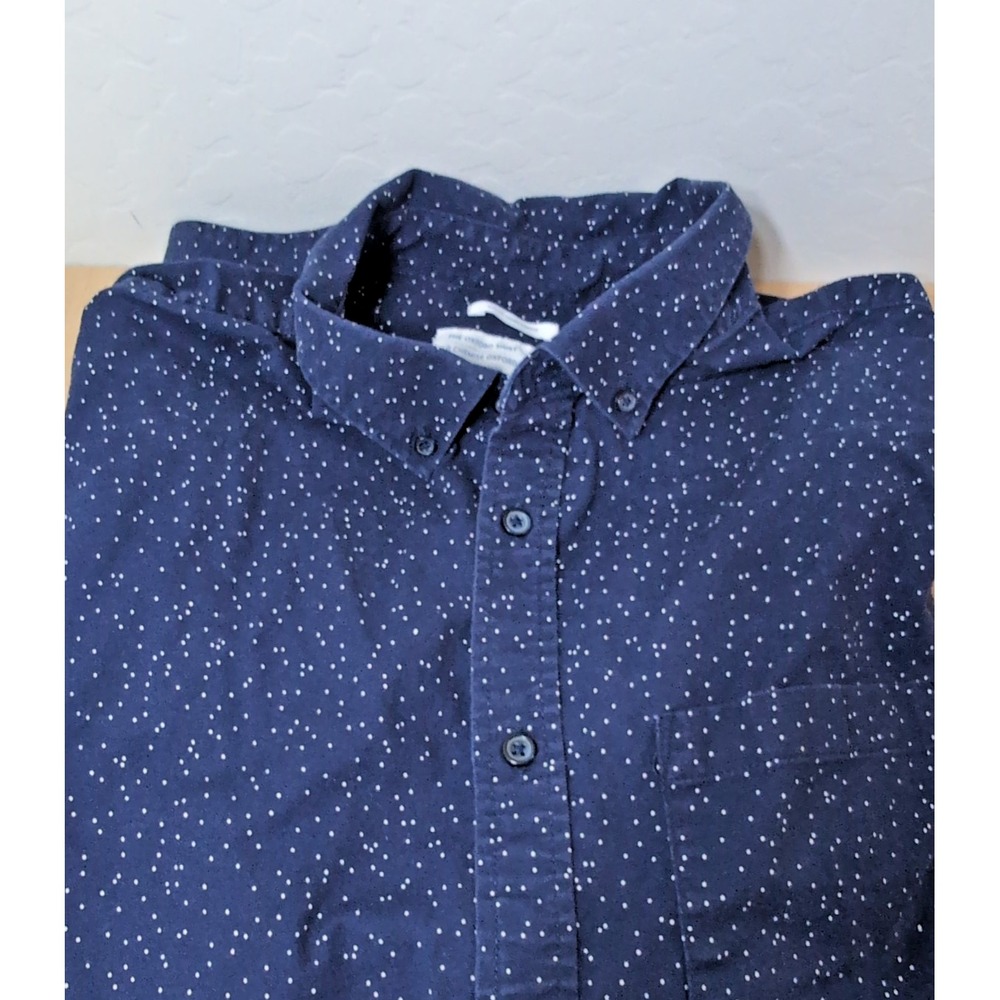 Old Navy Men's XL Oxford Slim Fit Stretch Navy With White Micro Dot Starry Night